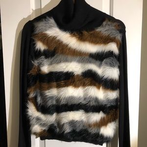 Faux fur front sweater